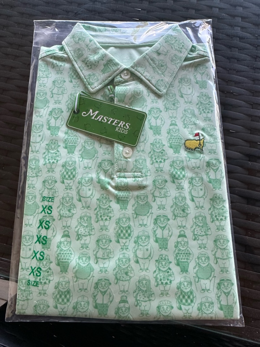 Masters Mint Green Kids Polo with Golf Character Print